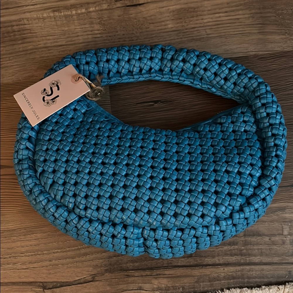 Sincerely Jules Blue Leather Chunky Weave purse